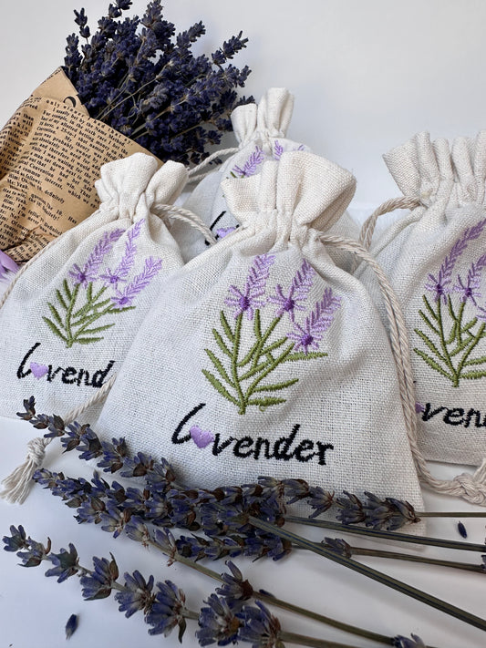 Lavender Sachet Embroidered Flower