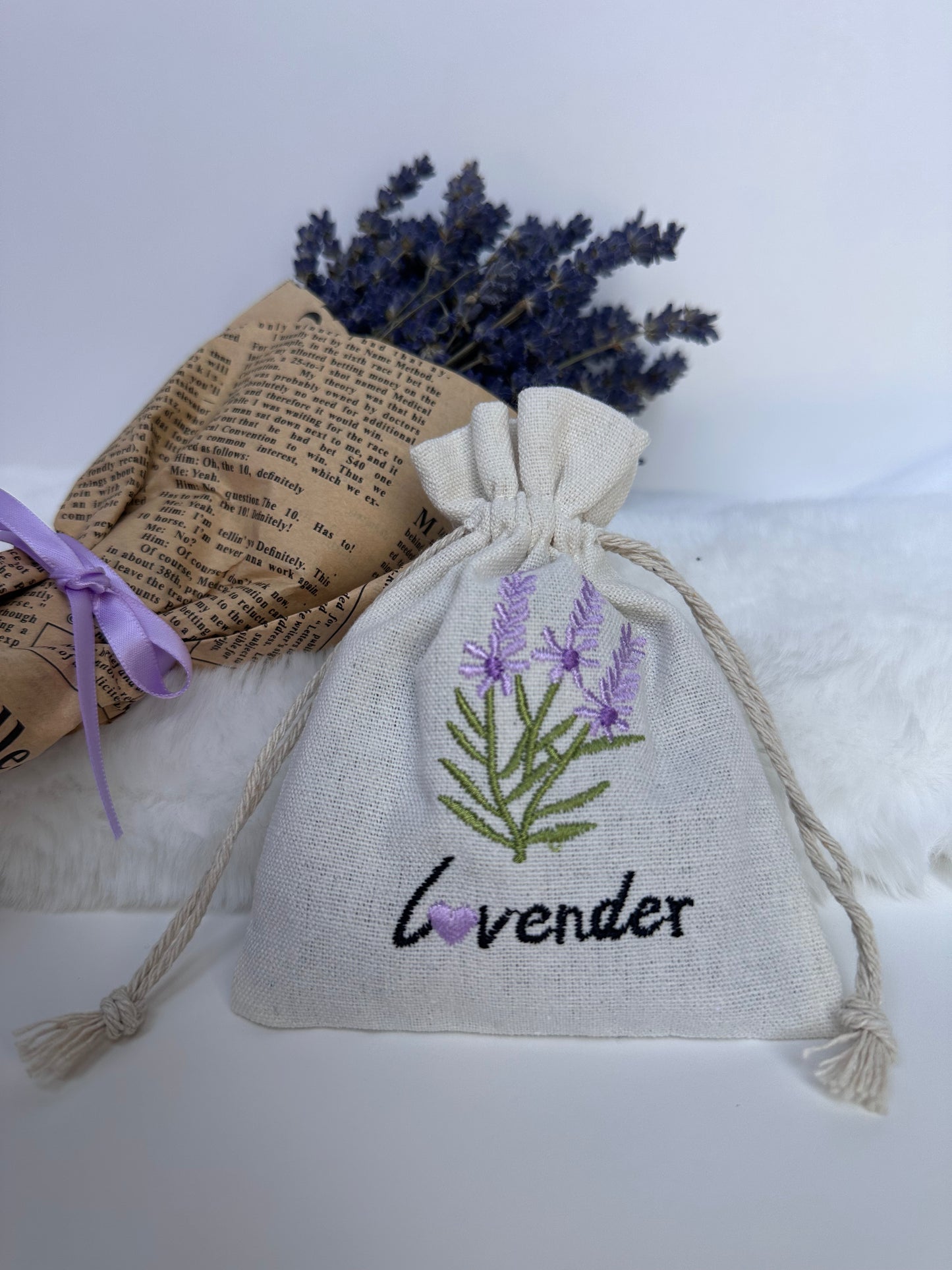 Lavender Sachet Embroidered Flower