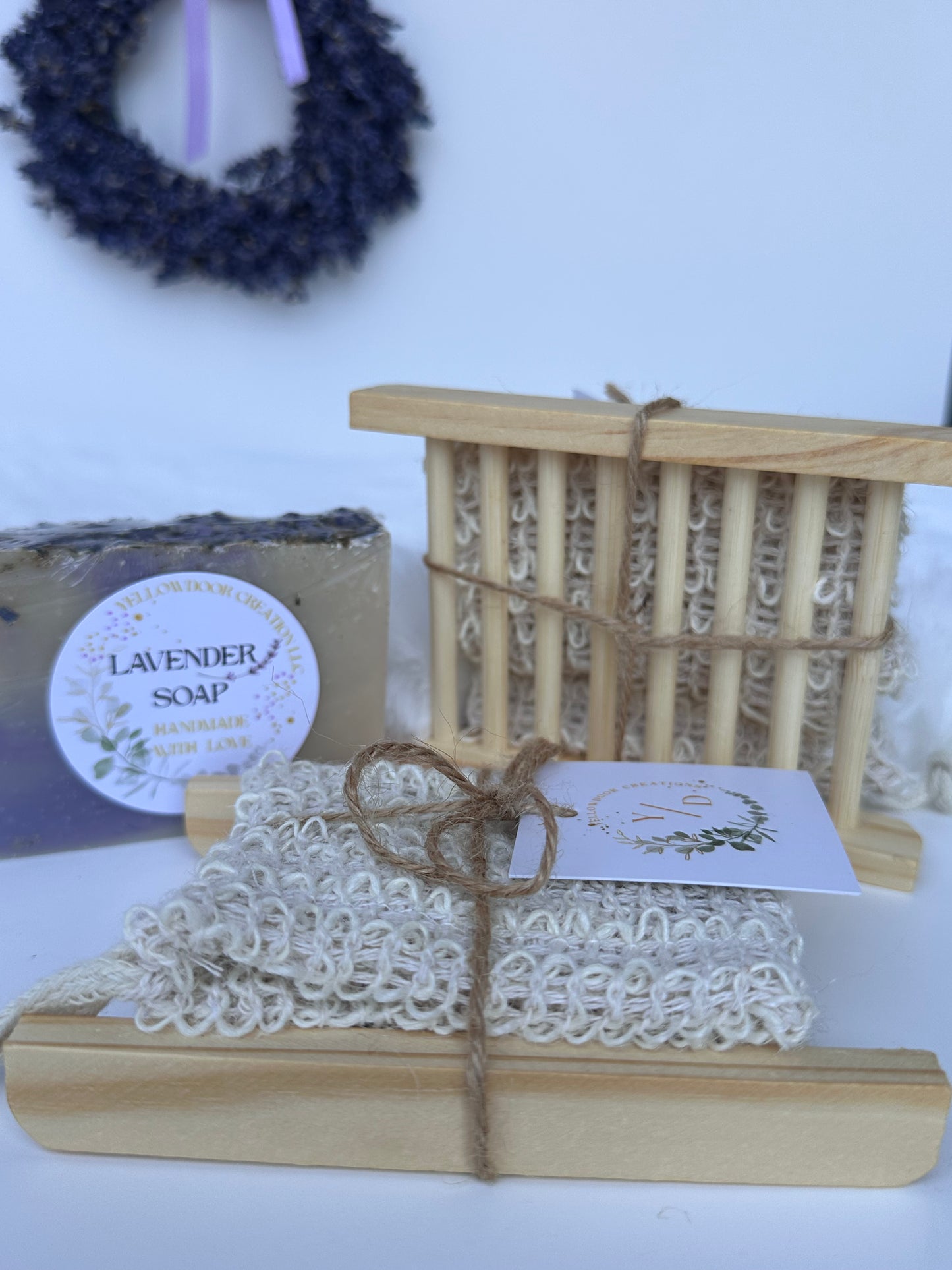 Bamboo Wood Soap Dish Exfoliating Bag