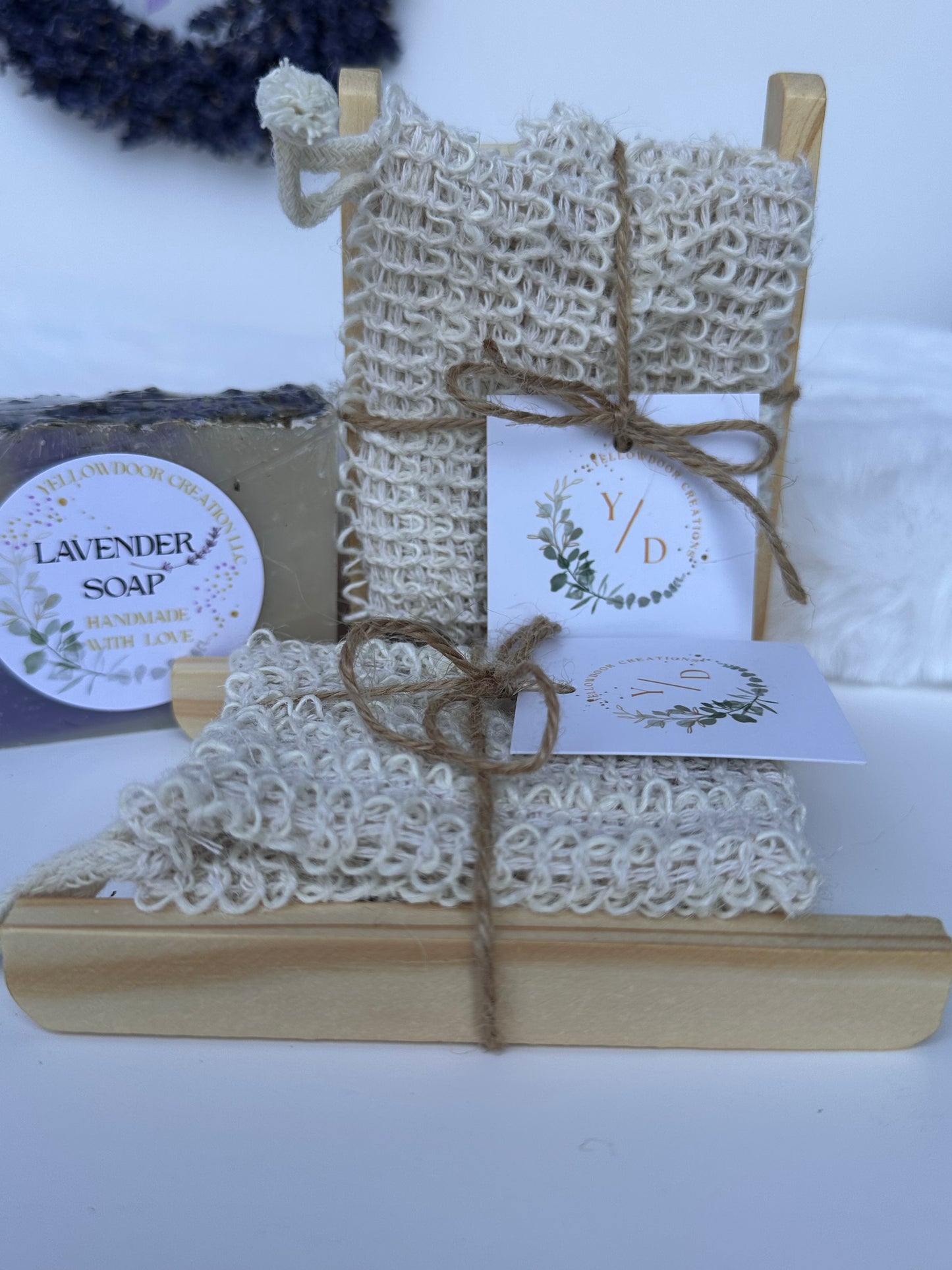 Bamboo Wood Soap Dish Exfoliating Bag