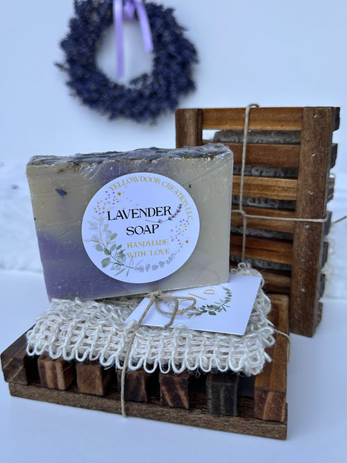 Bamboo Wood Soap Dish Exfoliating Bag