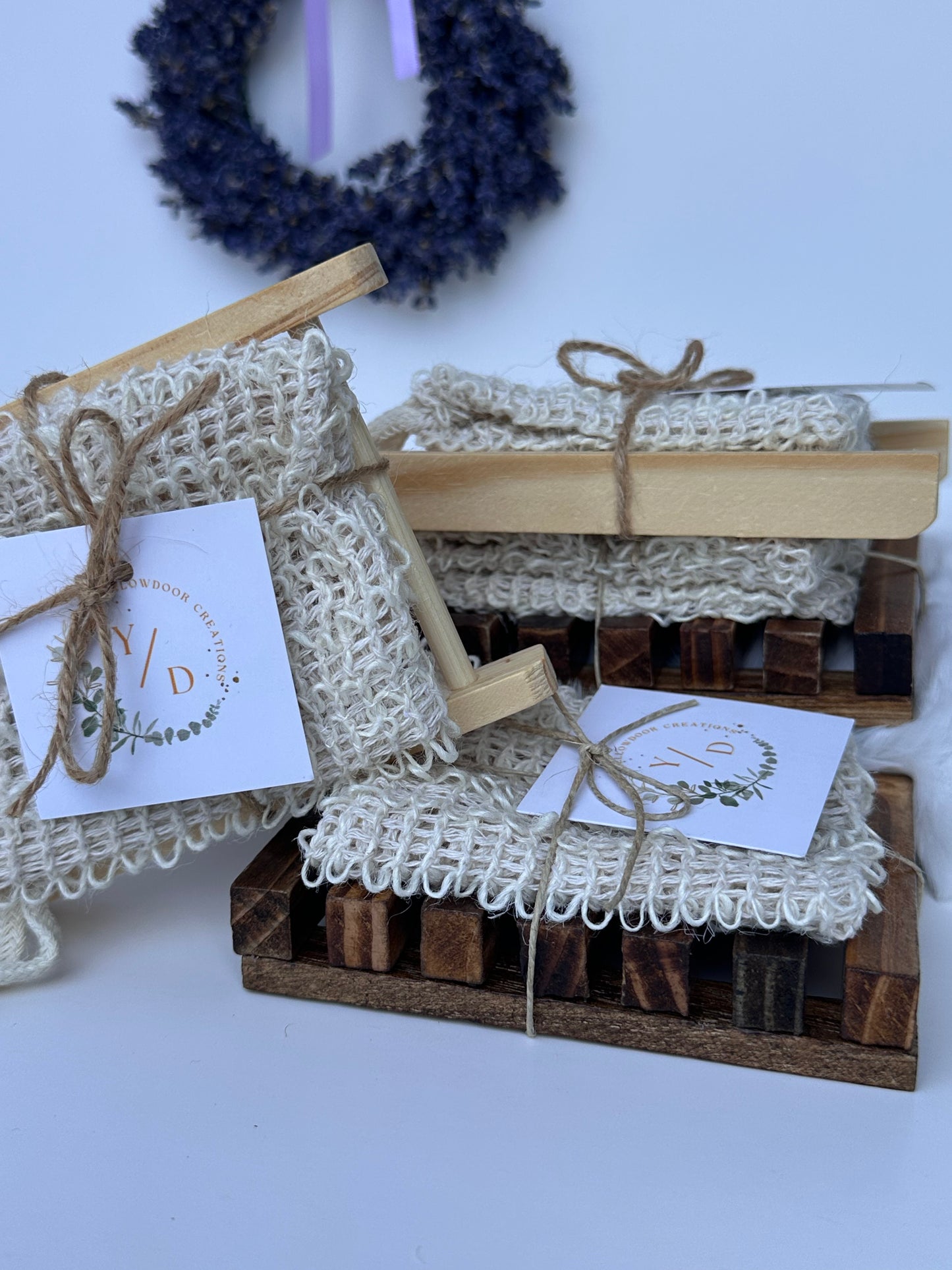 Bamboo Wood Soap Dish Exfoliating Bag