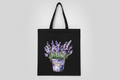 Reusable Lavender Print Tote Black
